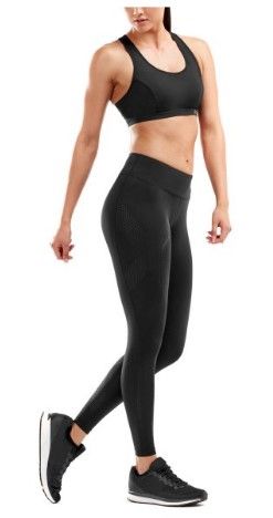 Photo 1 of 2XU® 9336340288749 - Women's Small Black/Dotted Black Logo Regular Mid-Rise Compression Tights- size Small