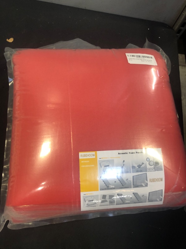 Photo 2 of 24 Pack Acoustic Panels, ALPOWL Acoustic Foam Panels 1" X 12" X 12" Inches, Soundproof Wall Panels with Fire and Sound Insulation Effect, Sound Panels Wedges for Studios, Homes, Office(Red)
