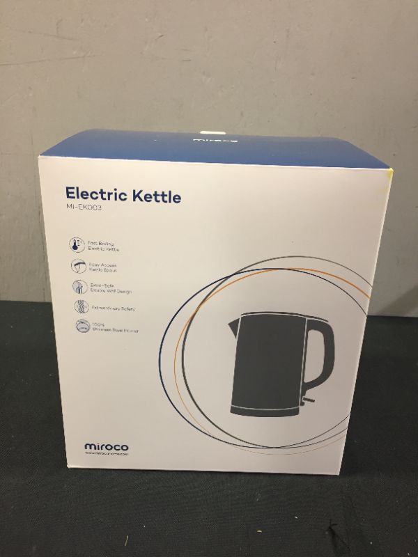 Photo 1 of Electric Kettle, Double Wall 100% Stainless Steel Cool Touch Tea Kettle with 1500W Fast Boiling Heater, Cordless with Auto Shut-Off & Boil Dry Protection, BPA-Free, White
