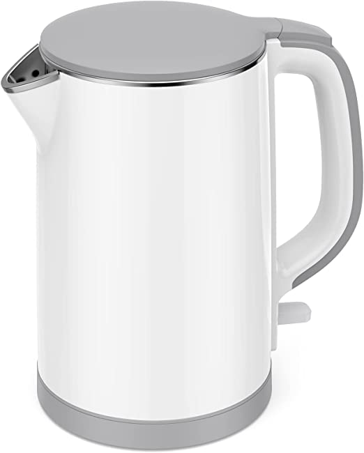 Photo 1 of Electric Kettle, Double Wall 100% Stainless Steel Cool Touch Tea Kettle with 1500W Fast Boiling Heater, Cordless with Auto Shut-Off & Boil Dry Protection, BPA-Free, White
