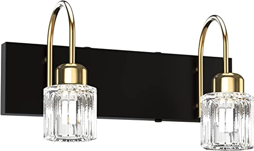 Photo 1 of Bathroom Light Fixtures Dimmable Crystal 2 Lights Over Mirror with G9 Base Brass Vanity Light Black and Gold Vanity Light Champagne Bronze Vanity Light Chrome Wall Sconces
