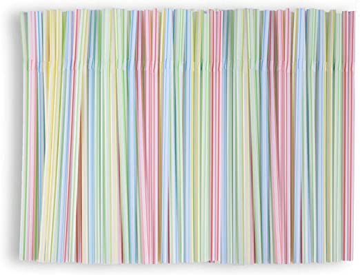 Photo 1 of 1000PCS Flexible straws,Plastic Drinking straws, 8" Long, Stripes Multiple Colors Straws ,suitable for various drinks, juice, milk, tea, cocktails, parties, daily use (1000pcs)
