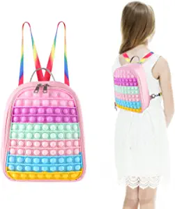 Photo 1 of DHQH Fidget Toys - Mini Backpack for Girls Book Bag Gifts for School Supplies, Big Size Push Bubble Tie-dye Silicone Fidget Bag Toy Toddler Bag for Kids
