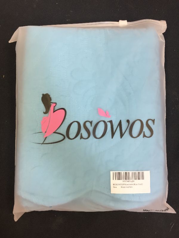 Photo 2 of BOSOWOS Quilted Pillow Shams Set of 2, Decorative Microfiber Queen Bed Pillow Shams, Soft Breathable Pillow Covers with Envelope Closure (Blue, 2Pcs:20 x 30inch)
