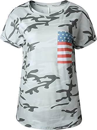 Photo 1 of DDSOL WOMENS CASUAL AMERICAN FLAG T SHIRT 4TH OF JULY CHAORT SLEEVE TEE USA PATRIOTIC SUMMER BLOUSE TOPS (M)