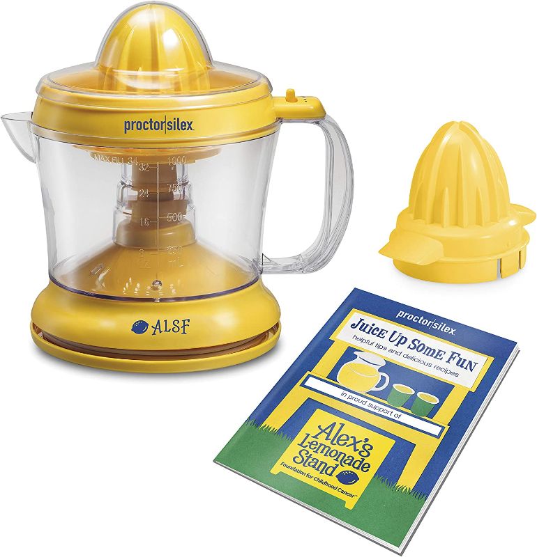 Photo 1 of Proctor Silex Alex's Lemonade Stand Citrus Juicer Machine and Squeezer (66331), 34 Oz, Yellow
