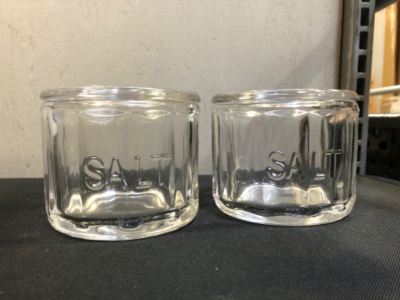 Photo 2 of  2 Pack Clear Glass Salt Cellar with Lid, Salt Storage Container Salt Box, Retro Style, Kitchen Decor, Wedding Gift, 3.75"D x 3.15"H