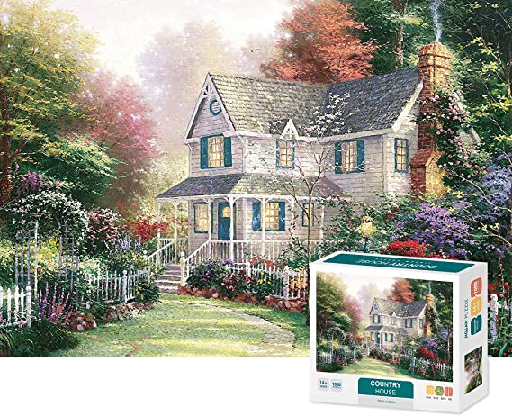 Photo 1 of Jigsaw Puzzles 1000 Pieces for Adults and Kids - House in The Garden - Family Fun Indoor Activity Challenge Game Toys Finish Size 27.6" X 19.7" Can Be Used As Gift Home Decoration Christmas
