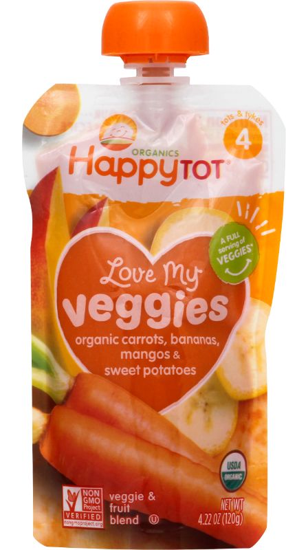 Photo 1 of (8 Pouches) Happy Tot Love My Veggies Organics Carrots, Bananas, Mangos & Sweet Potatoes Veggie & Fruit Blend, 4.22 Oz. - 2 PCK
EXP AUG 17 2023