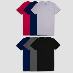 Photo 1 of Fruit of the Loom Men's Pocket Crewneck T-Shirt Undershirt 6pk - Colors May Vary

