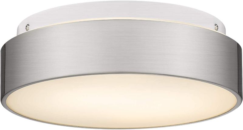 Photo 1 of Autelo 12" Flush Mount Ceiling Light Fixture, Frosted Glass Shade 2-Light Close to Ceiling Light Fixture in Brushed Nickel Finish, for Living Room Hallway Bedroom C3312 ST
