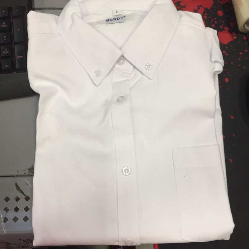 Photo 2 of  Men's Dress Shirt Regular Fit Oxford Solid Buttondown Collar (Size L)

