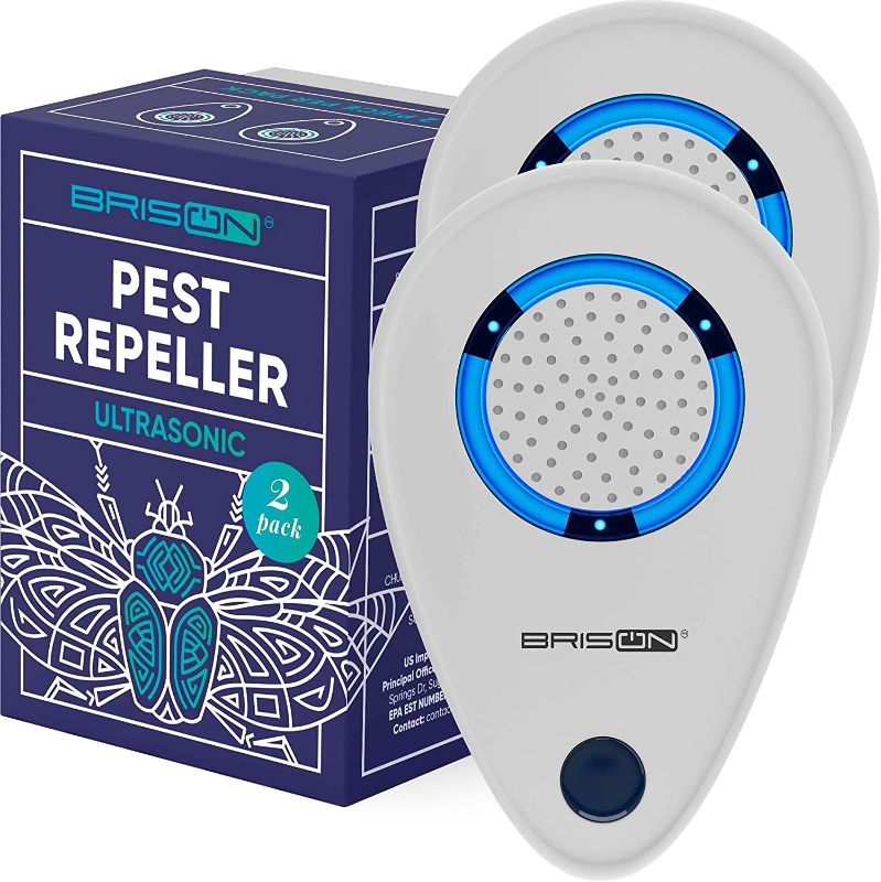 Photo 1 of BRISON Ultrasonic Pest Repeller - Easy & Humane Way to Reject Rodents Ants Cockroaches Beds Bugs Mosquitos Fly Spiders Rats 2 Pack
