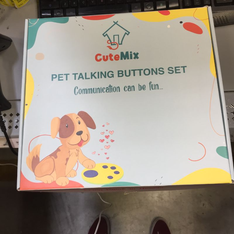 Photo 4 of CuteMix Dog Talking Button Set with Mat, Stickers and Batteries. Set of 5 Talking Dog Buttons, One-Stop Dog Buttons for Communication Board, Pet Buttons for Talking with LED, Cat Buttons for Speaking

