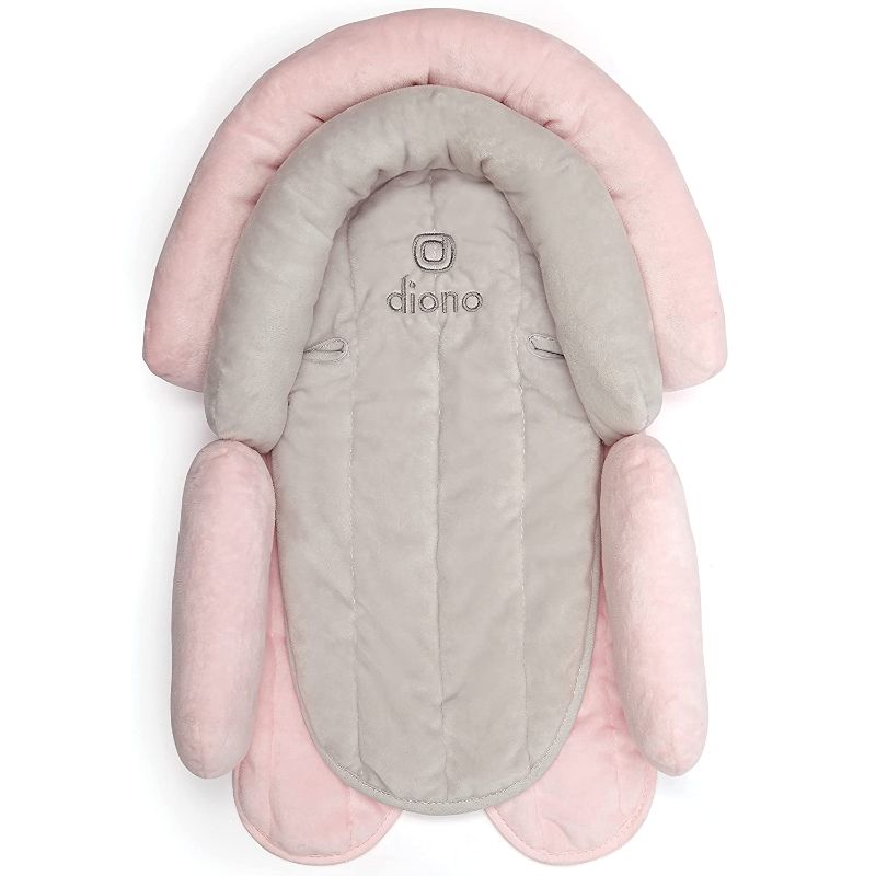 Photo 1 of Diono Cuddle Soft 2-in-1 Baby Head Neck Body Support Pillow for Newborn Baby Super Soft Car Seat Insert Cushion, Perfect for Infant Car Seats, Convertible Car Seats, Strollers, Gray/Pink
