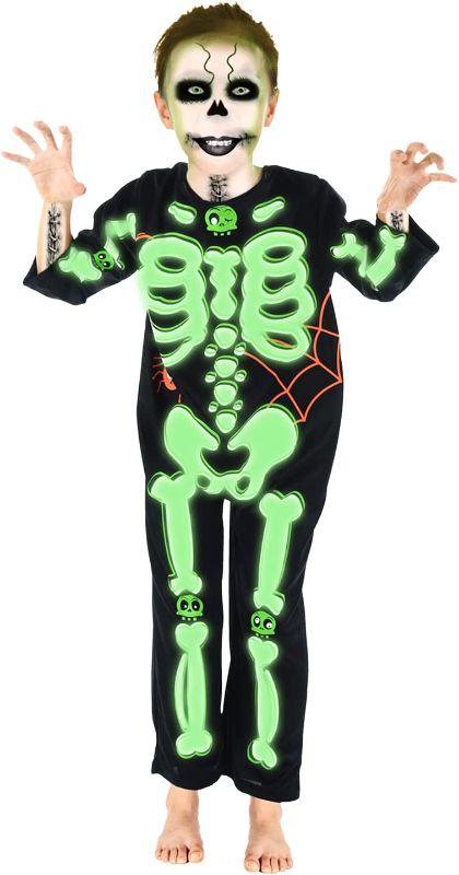 Photo 1 of Glow in The Dark Skelebone Costumes Kids Halloween Costume Child White Bones Stretch Body Suit for Boys Girls
SIZE 4-6 T 