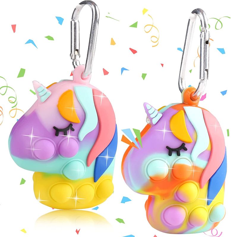 Photo 1 of 3 PK 3D Unicorn Keychain Pop Ball Fidget Popper Toys Stress Balls for Kids Girls, its Key Chains Sensory Bubble Push Girl Gifts Easter Toy
