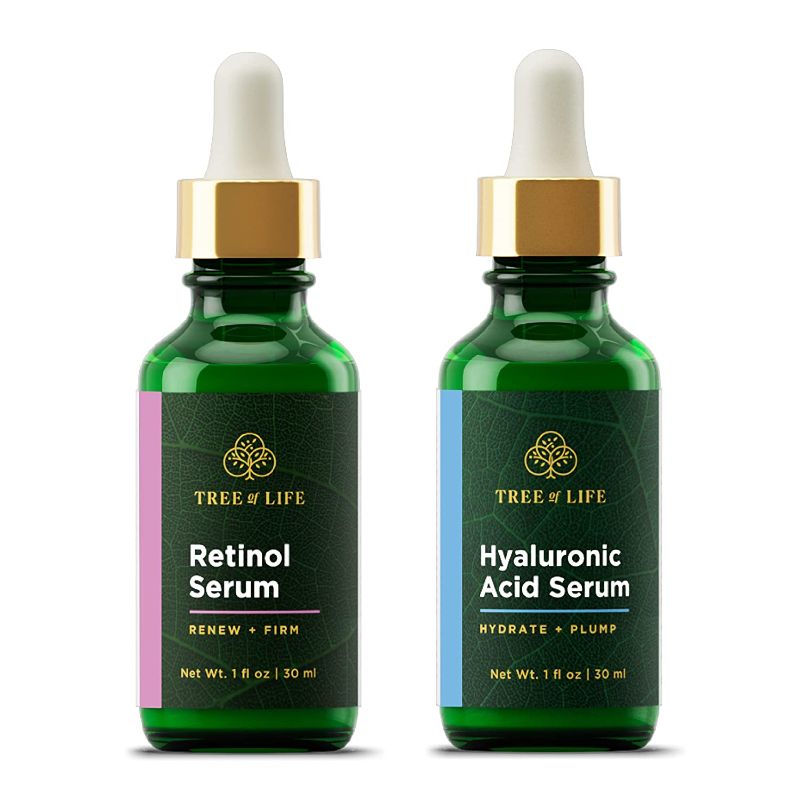 Photo 1 of NEW LOOK | Tree of Life Firming Retinol Serum and Hydrating Hyaluronic Acid, Set to Glow Facial Serum Duo, 2 Count x 1 Fl Oz
--- Factory Sealed --- 12M