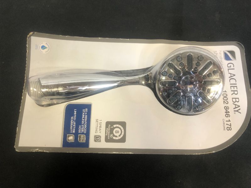 Photo 2 of 1-Spray 3.3 in. Single Wall Mount Handheld Shower Head in Chrome
