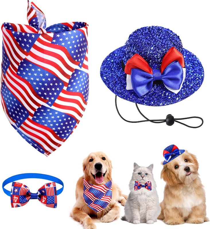 Photo 1 of 4th of July Dog Bandanas 3 Pack,Independence Day Patriotic Dog Puppy Scarf,Hat,Collar Bandana for Small, Medium Dogs Puppies Cats
, 3 COUNT