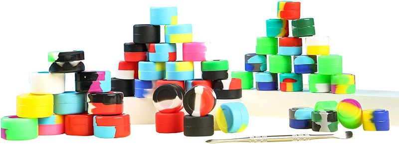 Photo 1 of 50 non-stick silicone container cans set, silicone bee container, multi-purpose silicone cans for paint, essential oil and lip balm
