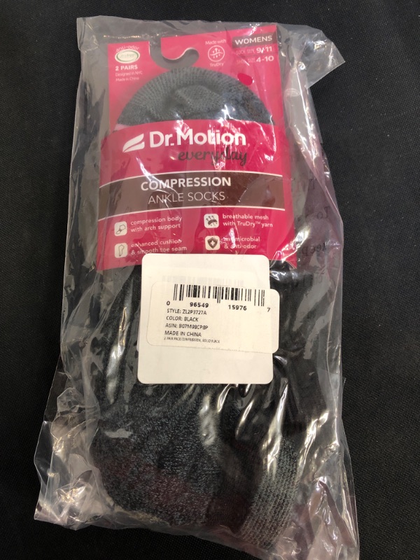 Photo 2 of Dr. Motion Women S 2PK Dr. Motion Compression Low Cut Socks Sockshosiery Black Solid ONE SIZE
, SIZE 9-10