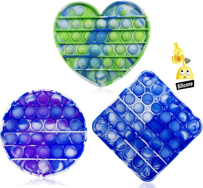 Photo 1 of 3PC Pop Bubble Fidget Sensory Toy ?a Special Multi Shaped High Grade Soft Silicone Extrusion Toy Suitable for All Ages?Stress Relief and Anti-Anxiety Toy for Kids and Adults?Blue &Green &Purple ?
