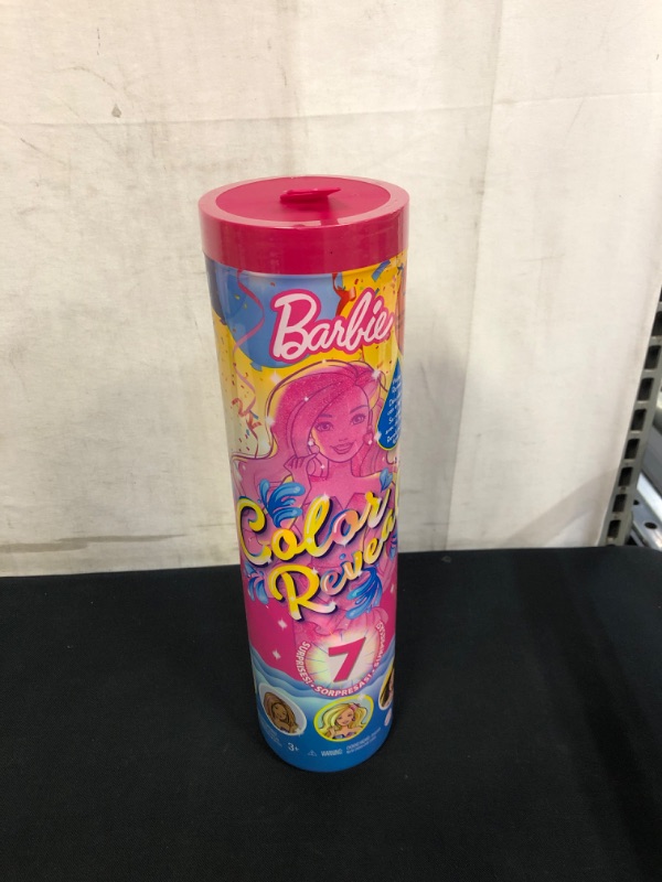 Photo 2 of Barbie Color Reveal Doll with 7 Surprises: 4 Bags Contain Skirt, Shoes, Earrings & Brush; Water Reveals Confetti-Print; Doll’s Look & Color Change on Hair & Face; Party Series [Styles May Vary]
