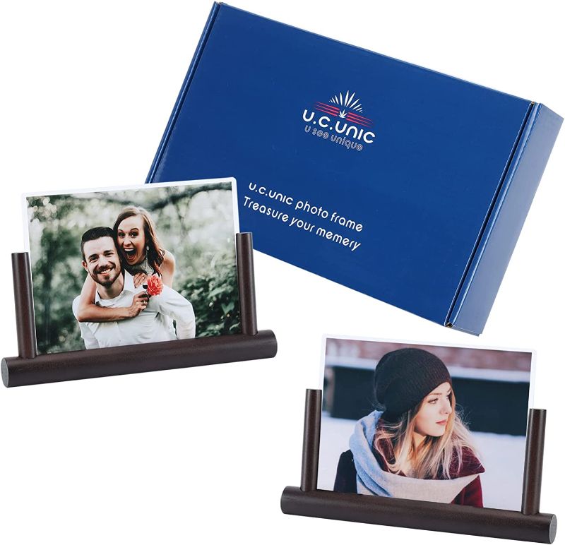 Photo 1 of Desk Picture Photo Frame Display - U.C.UNIC 2 Pack Beech Wood With Break Free High Defination Acrylic Covers, 5x7 Inch Frames For Office - Black Horizontal
