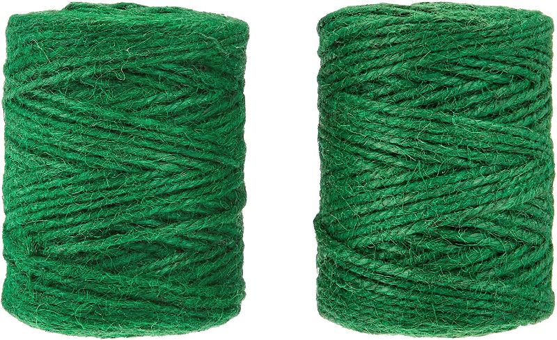 Photo 1 of 3PC LOT, Amazon Basics All-Purpose Natural Jute Twine - #21 x 140 Foot (1.9mm x 43m), Green, 2 Pack- 2 COUNT 
, Amazon Basics All-Purpose Natural Jute Twine - #21 x 140 Foot (1.9mm x 43m), Natural, 2 Pack
