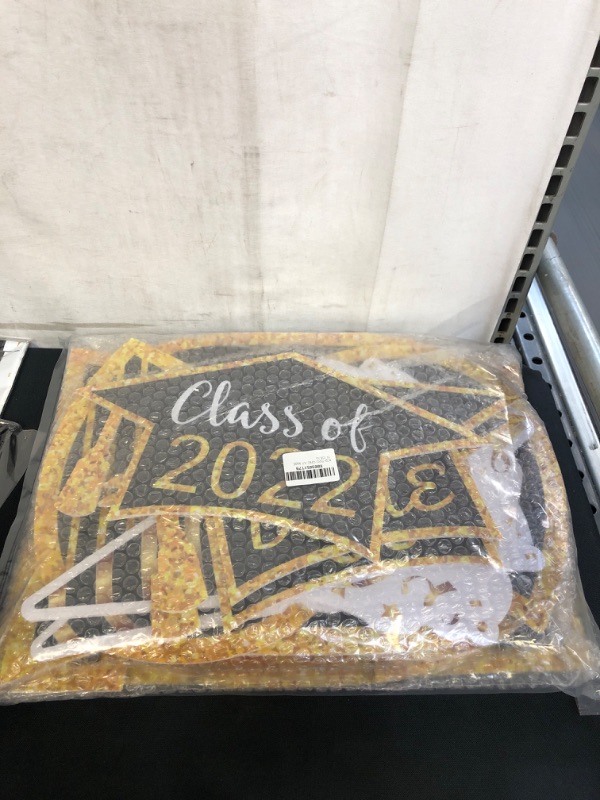 Photo 2 of 2022 Large Graduation Yard Signs with Stakes - 17PCS Black and Gold Congrats GRAD Class of 2022 Lawn Signs, Photo Props, Outdoor Party Congrats Graduation Decoration
