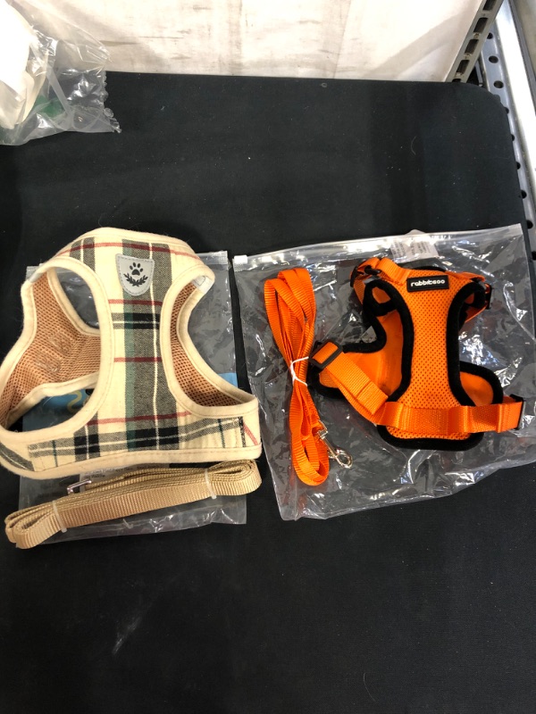 Photo 2 of 2PC LOT, VARIOUS DOG HARNESS WITH LEASH, SIZE XS & L 