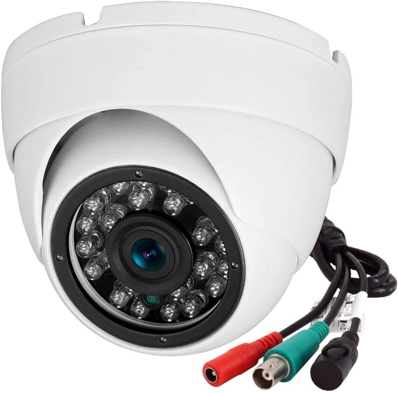 Photo 1 of Analog CCTV Camera HD 1080P 4-in-1 (TVI/AHD/CVI/960H Analog) Security Dome Camera Outdoor Metal Housing, 24 IR-LEDs True Day & Night Monitoring 3.6mm Lens (White)
