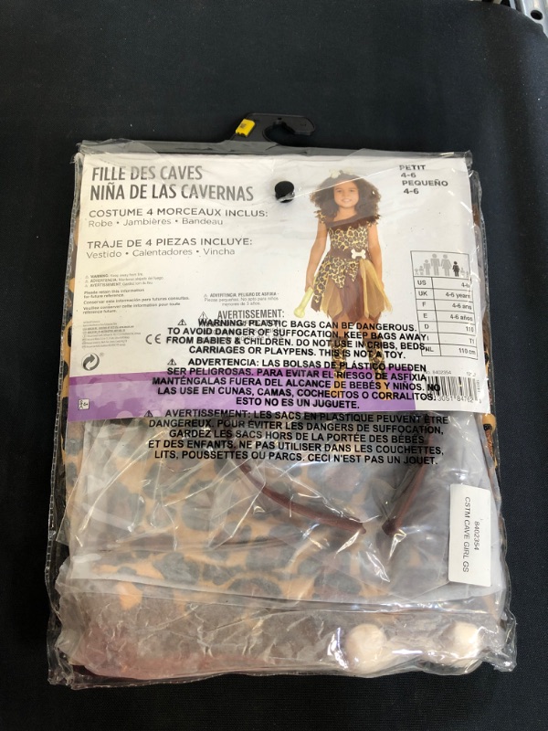 Photo 3 of Cave Girl Child Costume (Small)
, SIZE 4-6