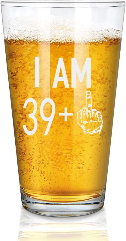 Photo 1 of 39 + One Middle Finger Beer Glass, 40th Pint Glass - 40th Birthday Gifts for Men, Dad, Grandpa, Brother, Husband, Friends - Gift Idea for Birthday, Christmas
