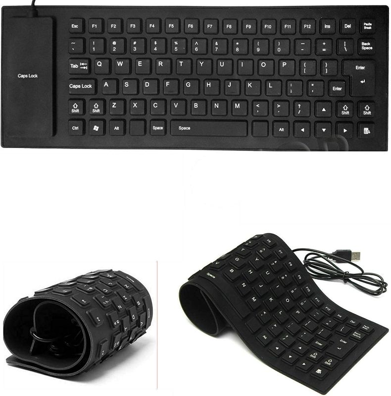 Photo 1 of JX2 Silicone Flexible Soft Roll-up Waterproof Portable USB Wired Keyboard for PC Notebook Laptop
