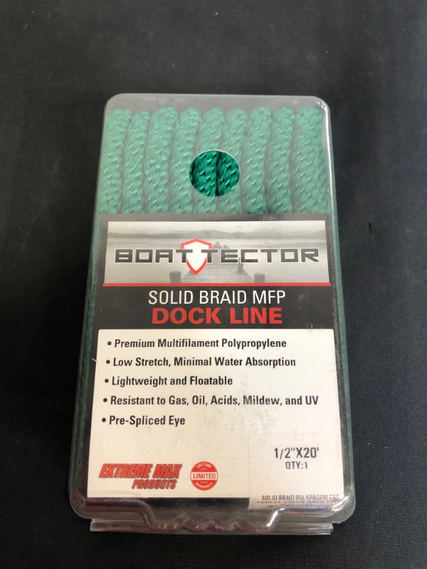 Photo 2 of 1-2X20 FRST GREEN SB 0.5 in. X 20 Ft. Boat Tector Solid Braid MFP Dock Line - Forest Green
