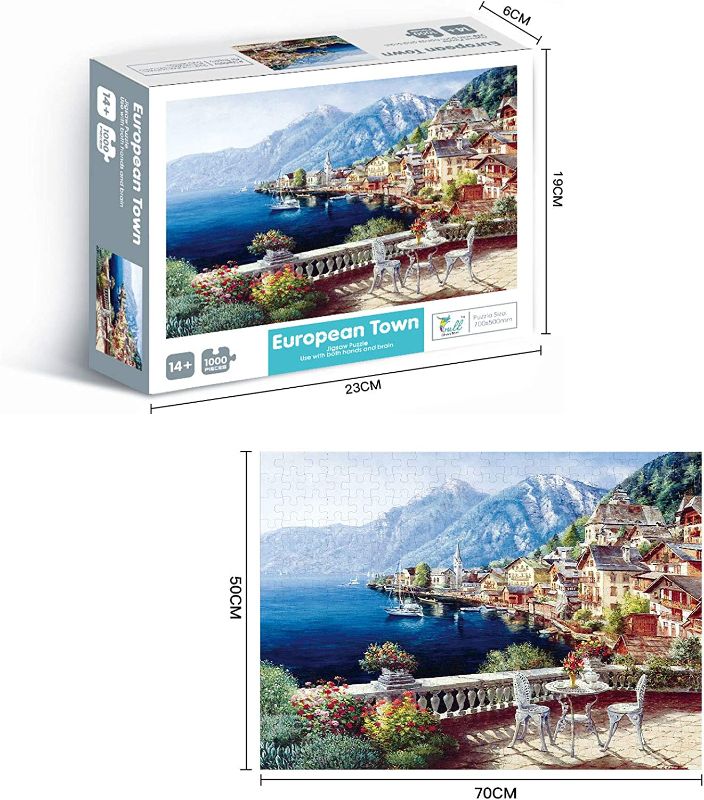 Photo 1 of 1000 Piece Jigsaw Puzzles 1000 Pieces for Adults-European Town, 27.5" x 19.6" in
