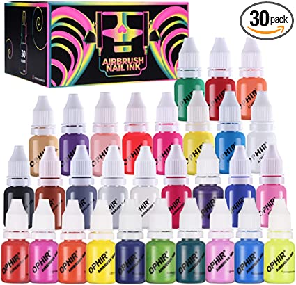 Photo 1 of OPHIR 30 Colors Nail Art Inks Airbrush Paint Acrylic Paint Nail Polish/Pigments for Model Hobby, Craft,Leather & Shoe Painting, Nail Stencils Painting 10ML/Bottle Nail Tools
--- Factory Sealed --- 