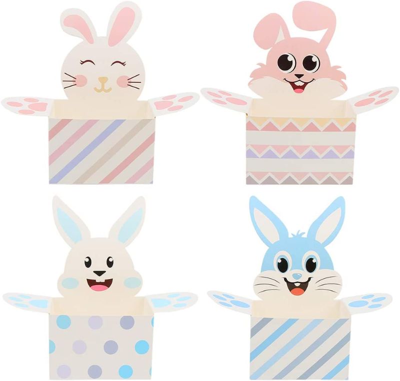 Photo 1 of CCINEE Easter Treat Boxes,Bunny Cardstock Paper Gift Boxes Candy Cookie Container for Kids Party Favor Supply,Pack of 8
