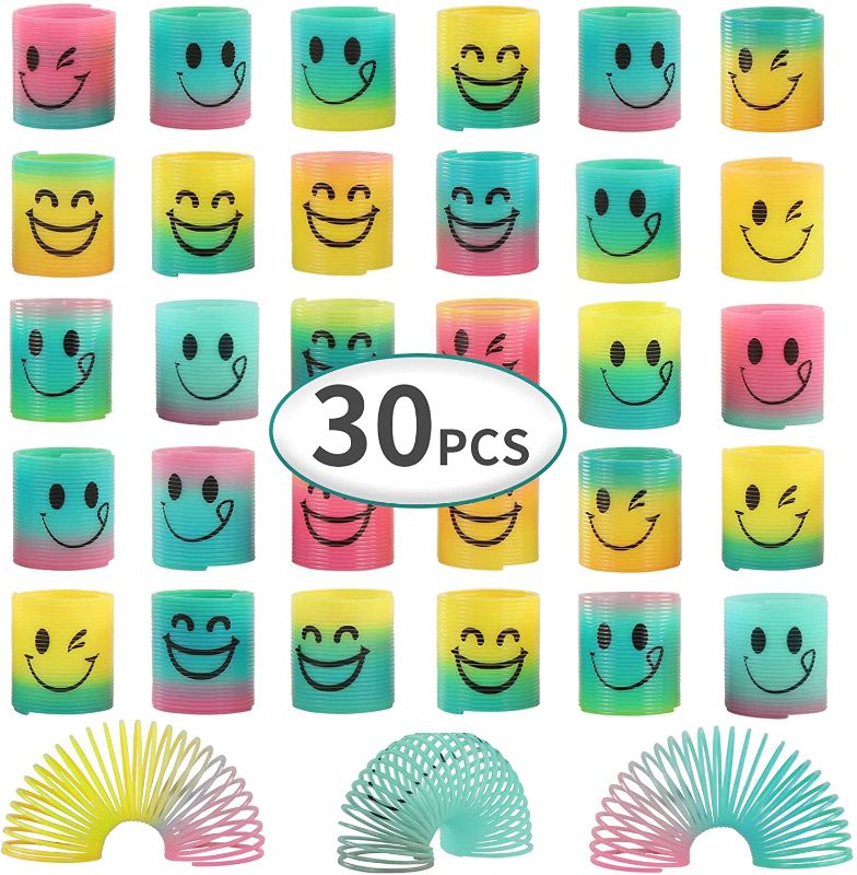 Photo 1 of 30 Pack Spring Rainbow Magic Fidget Stress Coil Mini Springs Bulk Toys for Party Favor Carnival Prize Birthday Goodie Bag Stuffers for Kids Boys Girls
