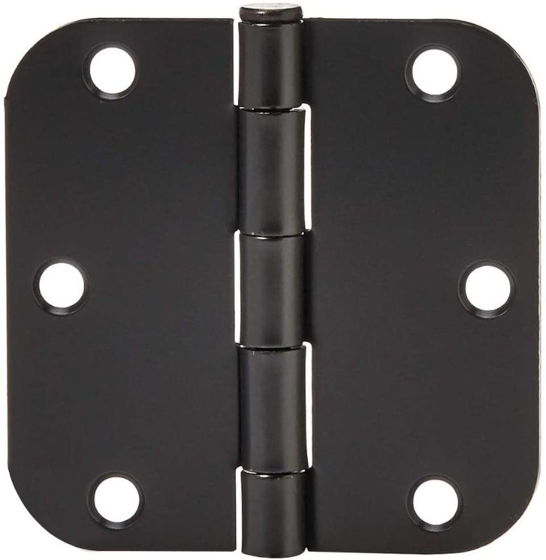 Photo 1 of Amazon Basics Rounded 3.5 Inch x 3.5 Inch Door Hinges, 10 Pack, Matte Black
