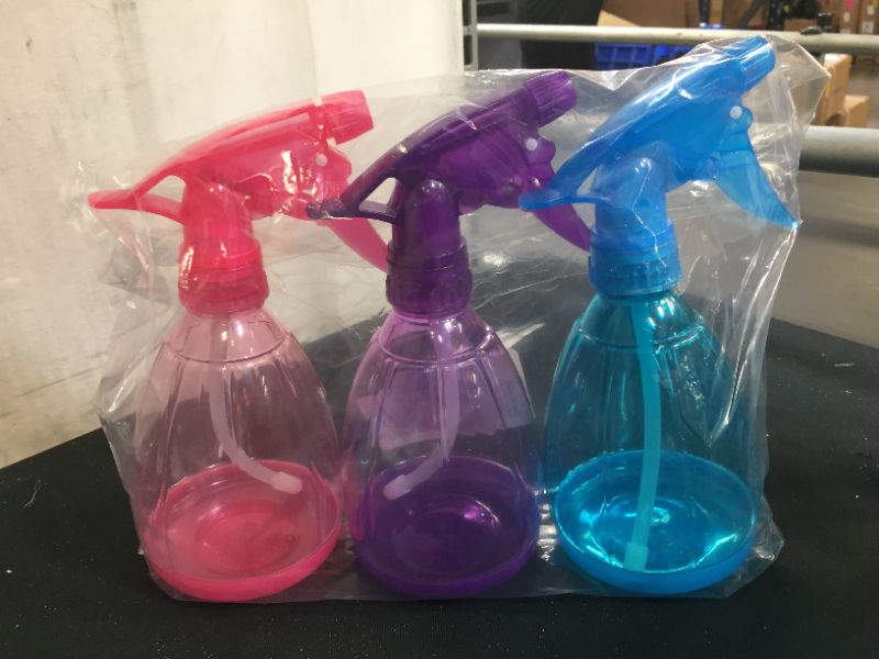 Photo 1 of 3pc pink purple and blue spray bottles
