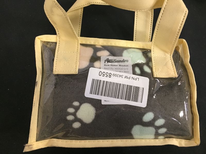 Photo 2 of Allisandro 32 x 24 Inches Extra Softness Microplush Fleece Polyester Pet Blanket for Small Medium Dogs Puppies and Cats, Cute Grey Paw Print
