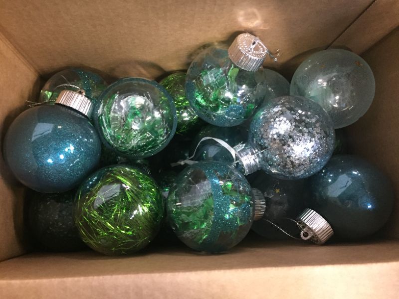 Photo 2 of Blivalley 60mm/2.36" Christmas Ball Ornaments 30Pcs Shatterproof Clear Plastic Xmas Decoration with Baubles Stuffed Hanging Balls for Holiday Festivals Party(Green)
