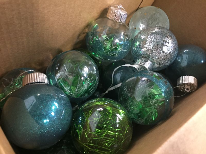 Photo 3 of Blivalley 60mm/2.36" Christmas Ball Ornaments 30Pcs Shatterproof Clear Plastic Xmas Decoration with Baubles Stuffed Hanging Balls for Holiday Festivals Party(Green)
