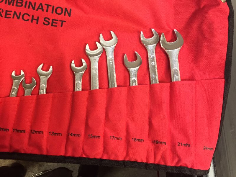 Photo 2 of 24-Piece All-Purpose Master Combination Wrench Set with Roll-up Pouch | SAE 1/4” to 1”, Metric 8mm to 24mm | Perfect for General Household, Garage, College Dormitory, Car Emergency, Boat and Much More -- missing 2 --- 
