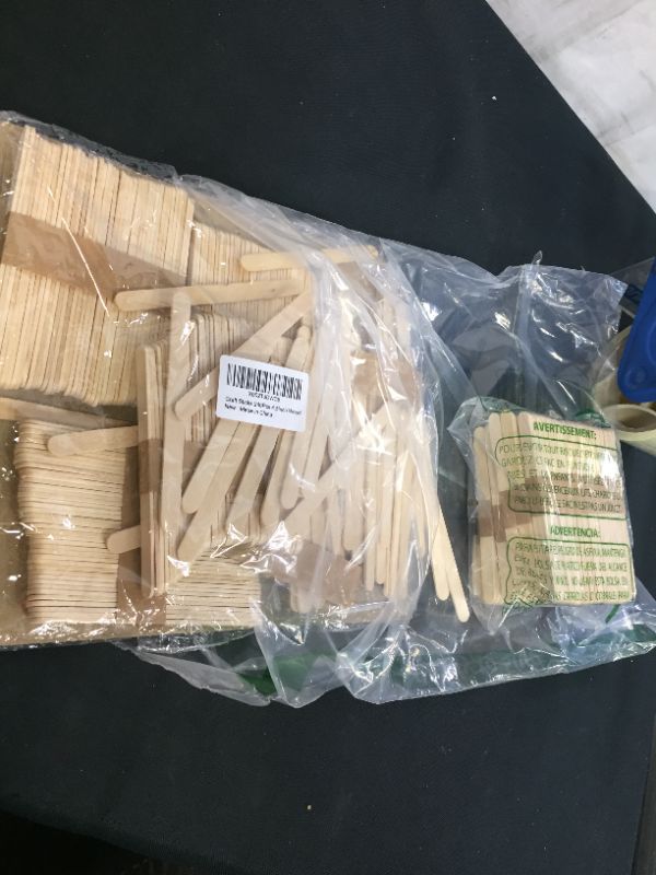 Photo 3 of Natural Wood Craft Sticks, Popsicle Sticks, Lolly Sticks for Crafts 4.5 Inch, Ideal for Homeschool Arts and Crafts, Waxing Supplies, Classroom Art Supplies --- open bag but new --- 