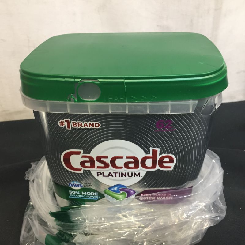 Photo 3 of Cascade Platinum Dishwasher Pods, Actionpacs Dishwasher Detergent with Dishwasher Cleaner Action, Fresh Scent, 62 Count
