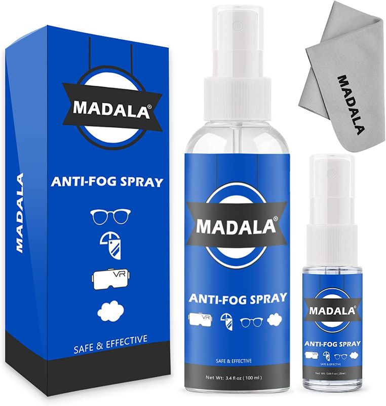 Photo 1 of Madala Anti Fog Spray for Glasses 0.7Oz + 3.4 Oz (2 Pcs), Nano Tech Anti Fog for Glasses, Safety on Anti Reflective for Glass, Glasses, Swim Goggles, Lenses, Window, Antifogging Spray for Glasses
